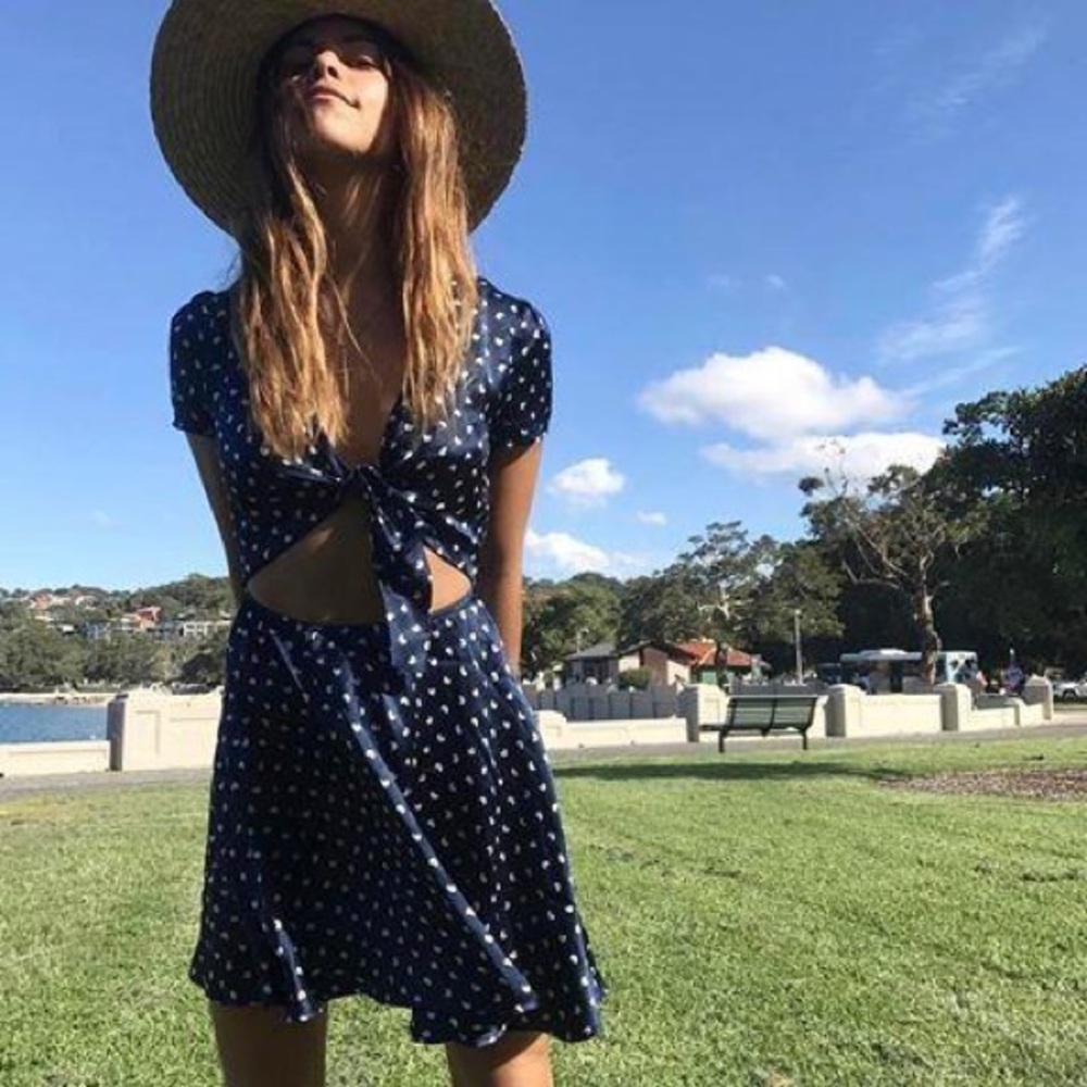 Sir the Label Blue Silk Cut Out Dress